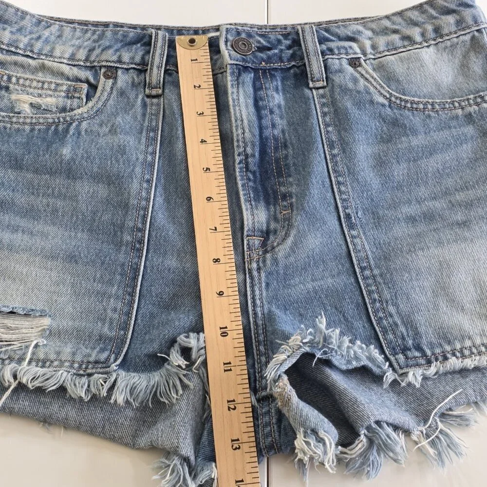Hidden LA Shorts Women L Blue Distressed Cotton Beach Hippie Raw Hem 4182M-DK - Picture 6 of 16
